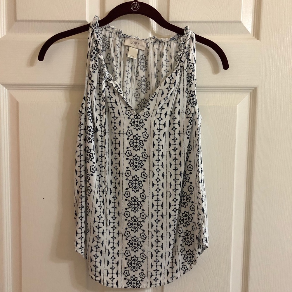 LOFT Navy and White Tank Top XXSP